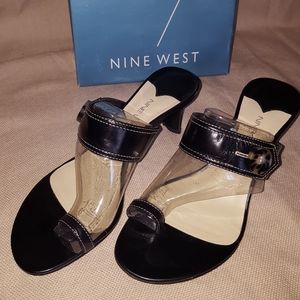 Nine West Dandy Black Leather Sandals